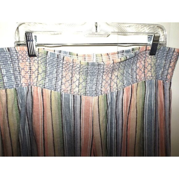 Indigo Rein XL multicolor, smocked waist, high rise, striped, wide leg, cropped - Picture 2 of 5